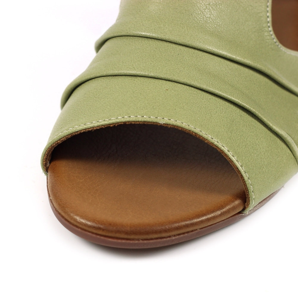 Lunar JLD102 Jaden Ladies Khaki Leather Buckle Sandals
