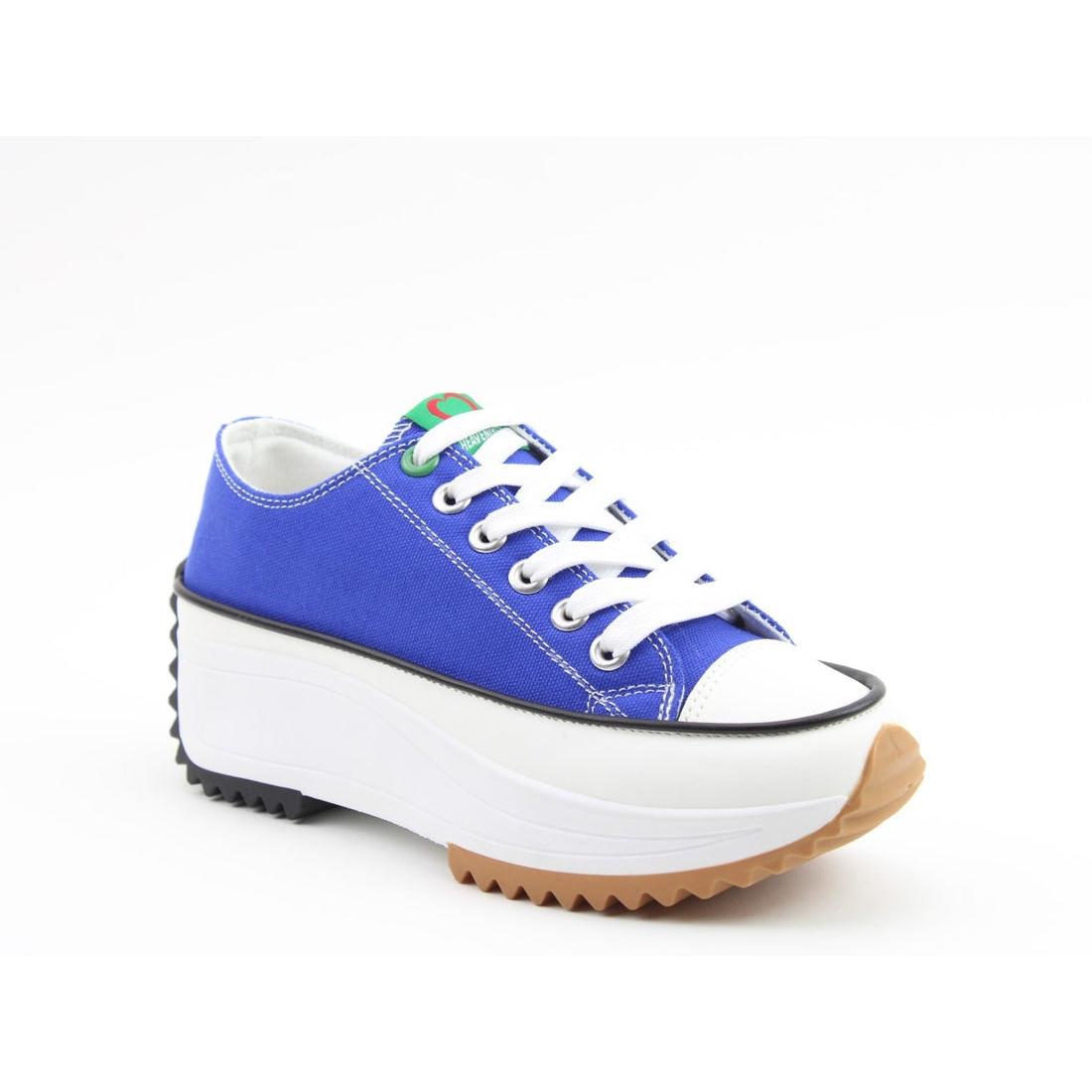 Heavenly Feet Strata Ladies Blue Textile Vegan Lace Up Trainers