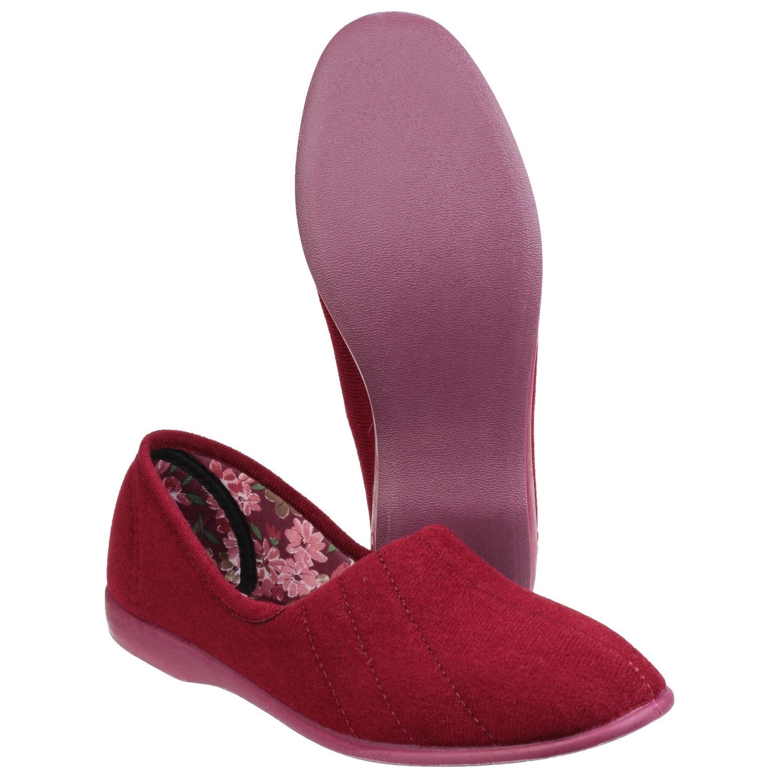 GBS Audrey Slipper Ladies  Spanish Red Textile Slip On Slippers