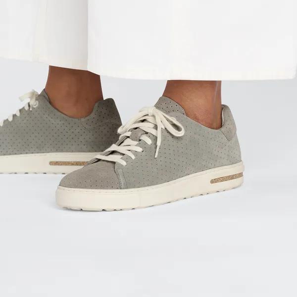 Birkenstock Bend Low Ladies Stone Coin Suede Arch Support Lace Up Trainers