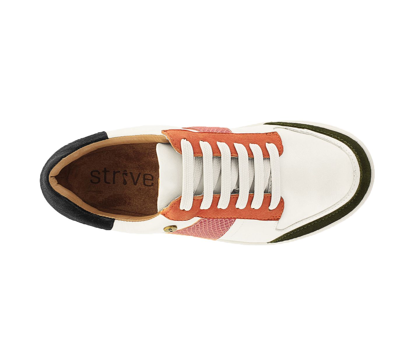 Strive Stellar Ladies Candy White Leather Arch Support Lace Up Trainers