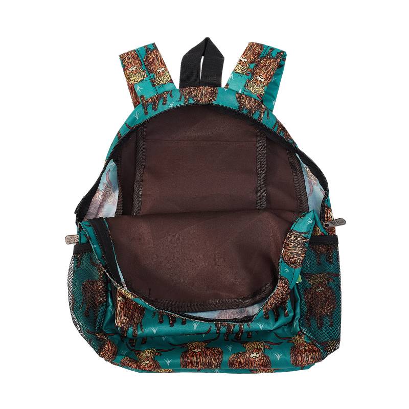 Eco Chic G18 Teal Highland Cow Recycled Plastic Mini Kids Backpack