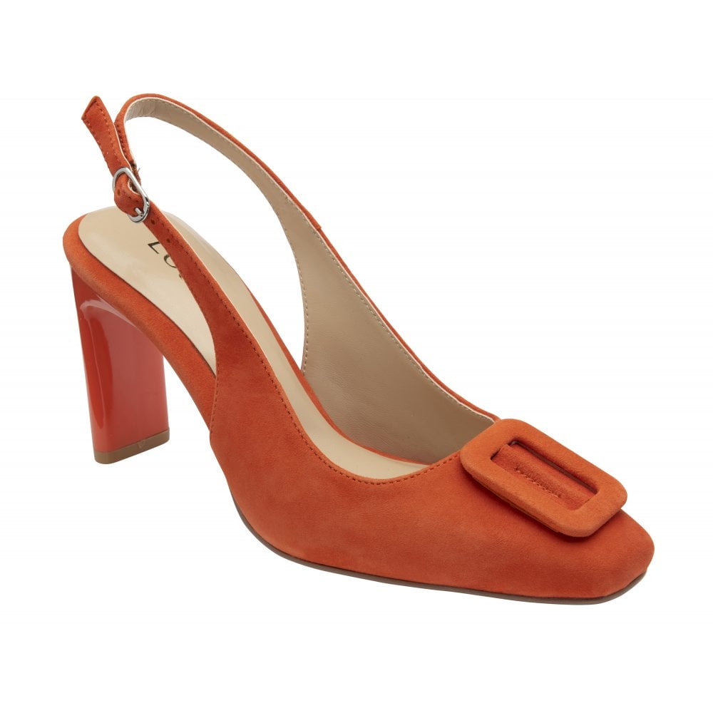 Lotus Luciana Ladies Orange Suede Buckle Shoes