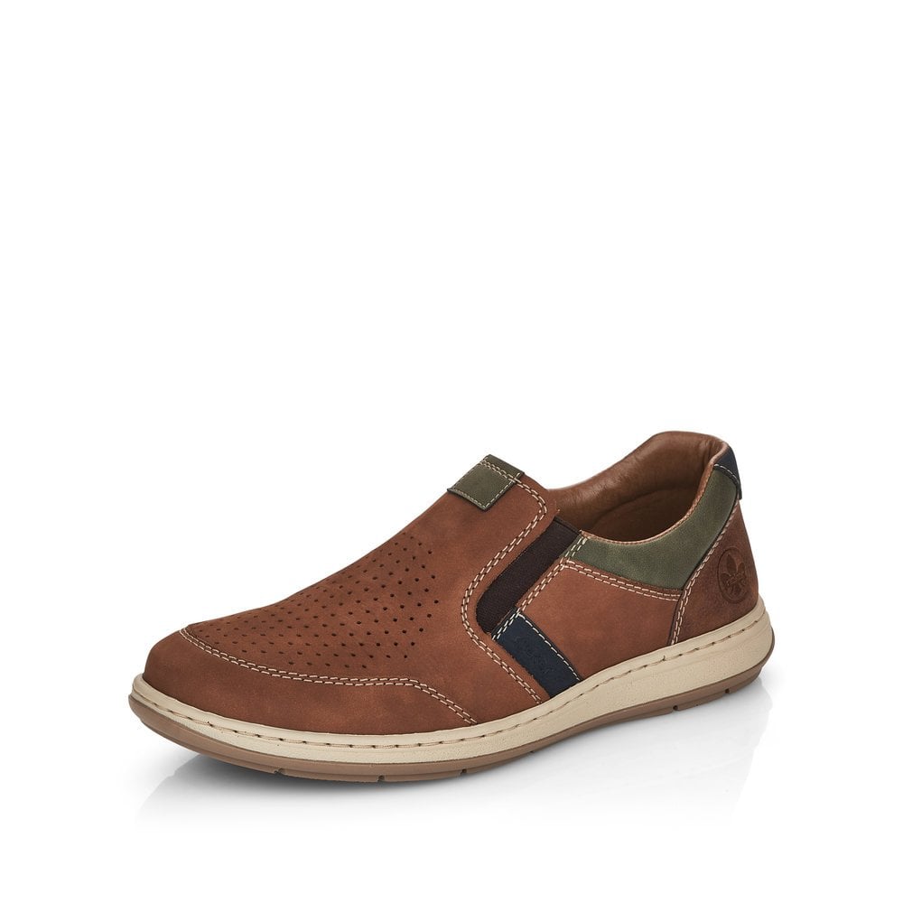 Rieker 17371-25 Mens Wide Brown Leather Elasticated Shoes
