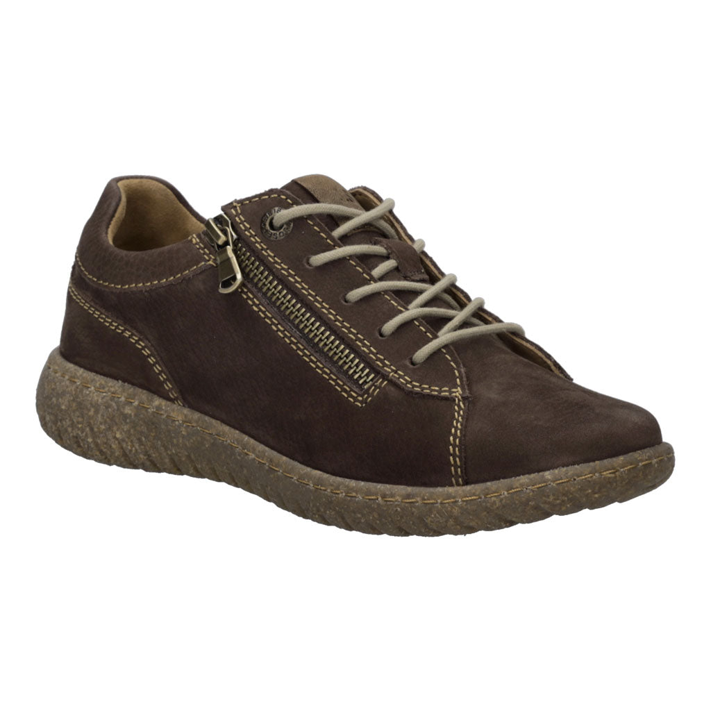Josef Seibel Angelina 09 Ladies Brasil Leather Zip & Lace Shoes, front three-quarter view.