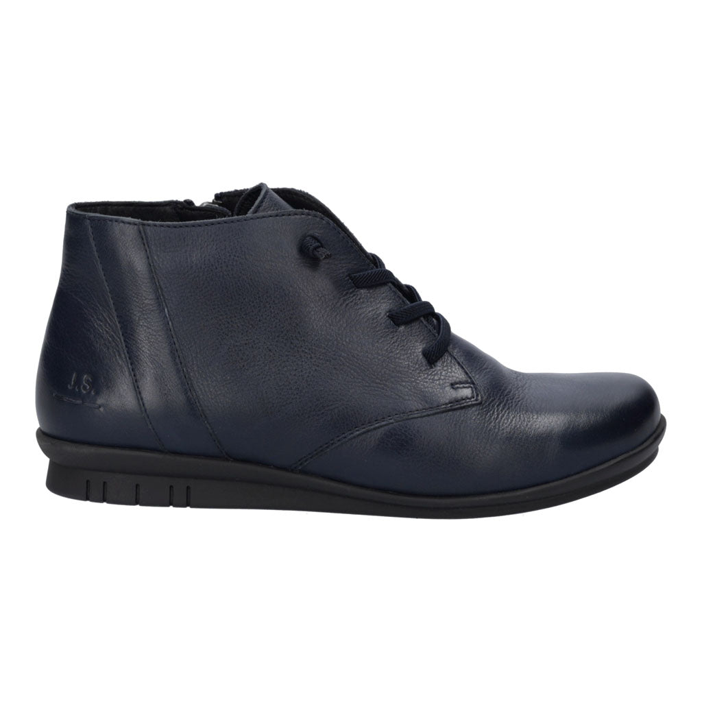 Josef Seibel Violet 03 Ladies Ocean Leather Lace Up Ankle Boots, side view.