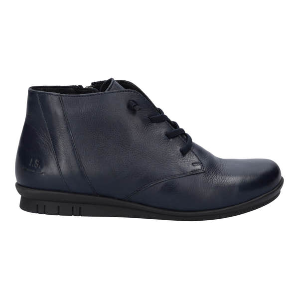 Josef Seibel Violet 03 Ladies Ocean Leather Lace Up Ankle Boots, side view.