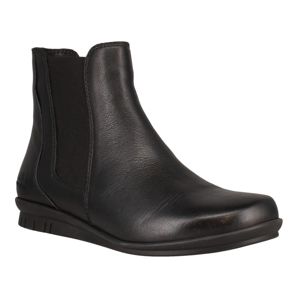 Josef Seibel Violet 05 Ladies Black Black Leather Side Zip Ankle Boots, front three-quarter view.