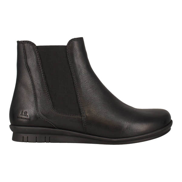 Josef Seibel Violet 05 Ladies Black Black Leather Side Zip Ankle Boots, side view.