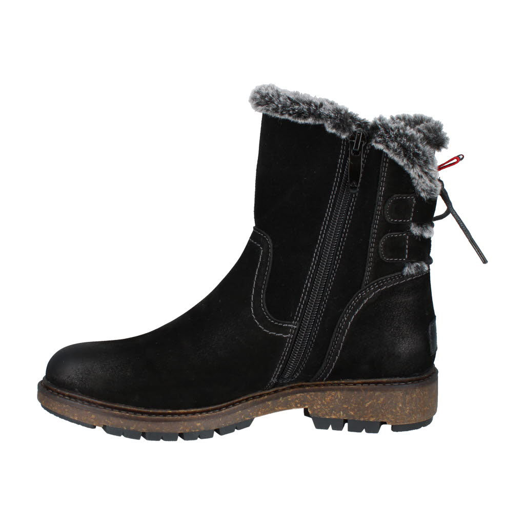 Josef Seibel Waylon 03 Ladies Black Leather Waterproof Side Zip Ankle Boots, opposite side view.