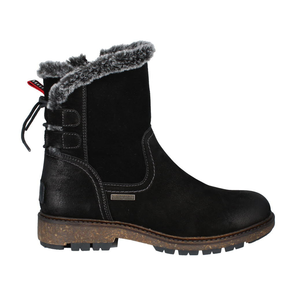 Josef Seibel Waylon 03 Ladies Black Leather Waterproof Side Zip Ankle Boots, side view.