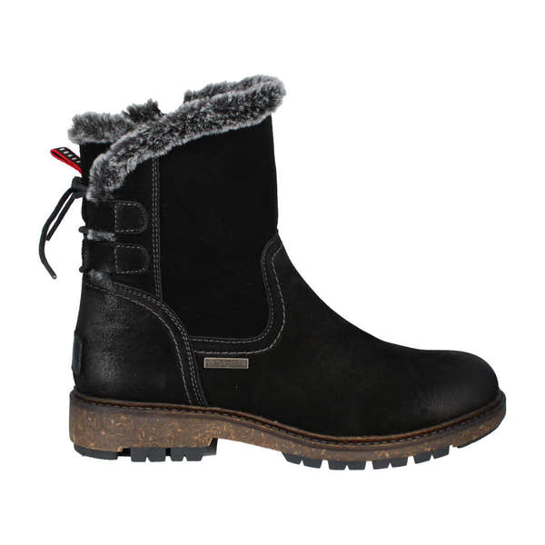 Josef Seibel Waylon 03 Ladies Black Leather Waterproof Side Zip Ankle Boots, side view.