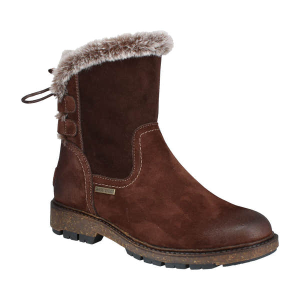 Josef Seibel Waylon 03 Ladies Brown Leather Waterproof Side Zip Ankle Boots, front three-quarter view.