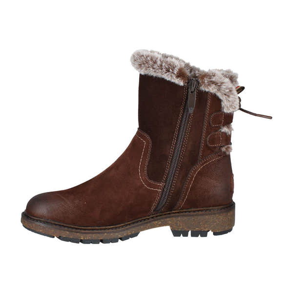 Josef Seibel Waylon 03 Ladies Brown Leather Waterproof Side Zip Ankle Boots, sole and detail view.