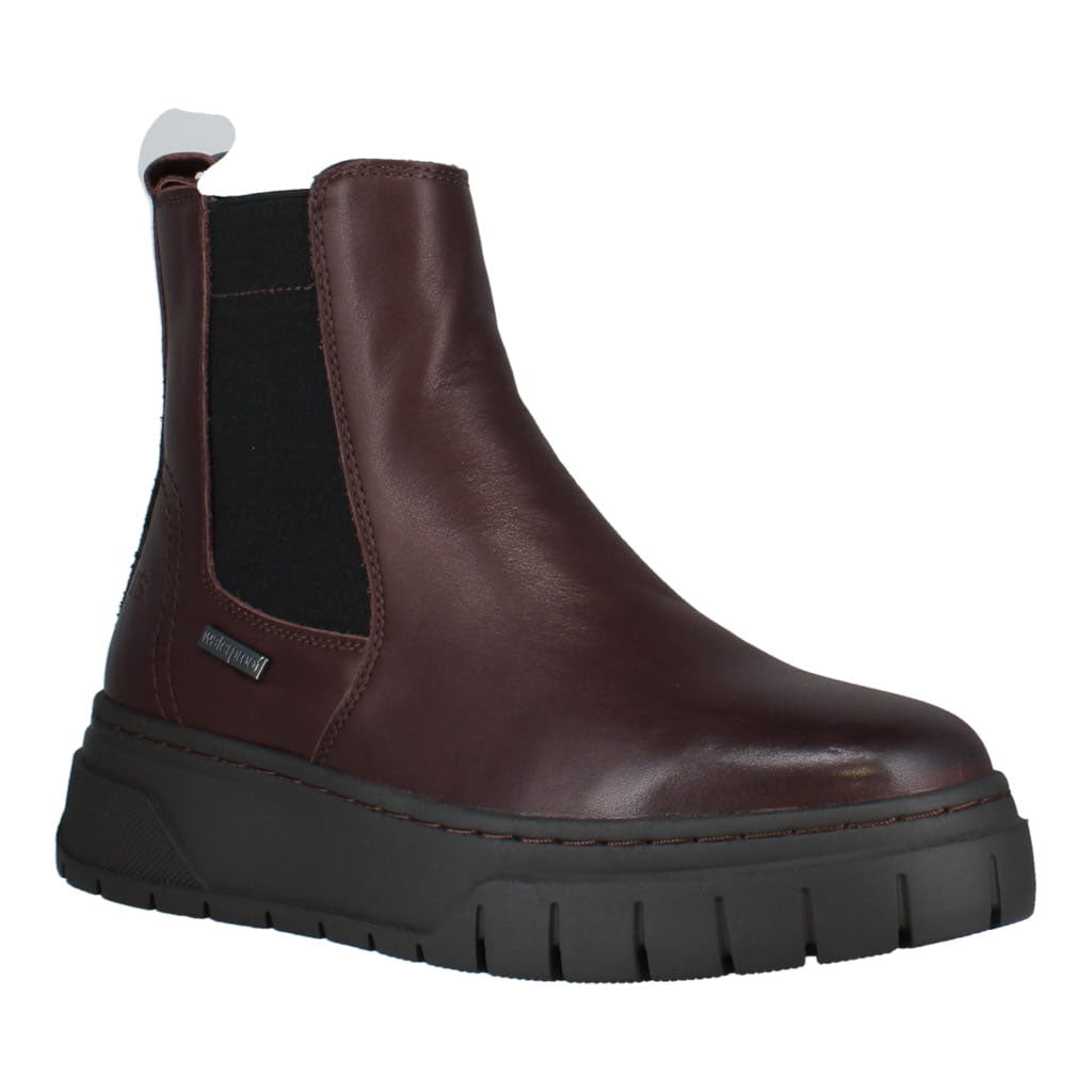 Josef Seibel Winnie 02 Ladies Dark Brown Leather Waterproof Side Zip Ankle Boots, front three-quarter view.