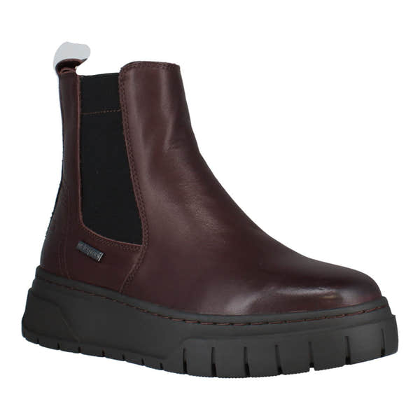 Josef Seibel Winnie 02 Ladies Dark Brown Leather Waterproof Side Zip Ankle Boots, front three-quarter view.