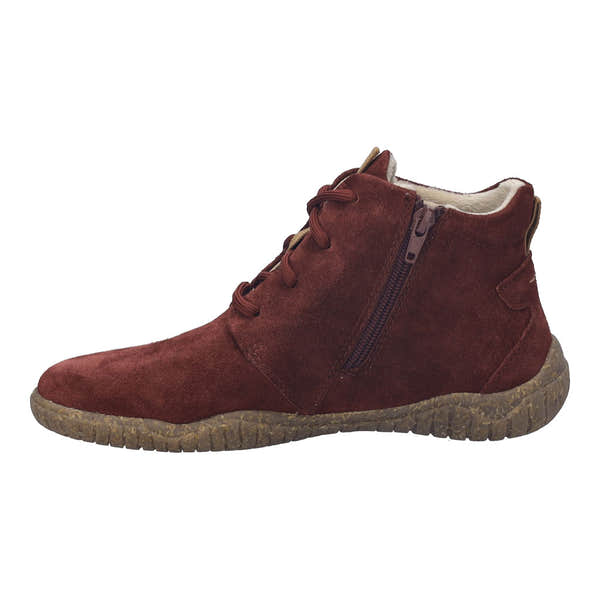Josef Seibel Wynona 05 Ladies Burgundy Leather Lace Up Ankle Boots, opposite side view.