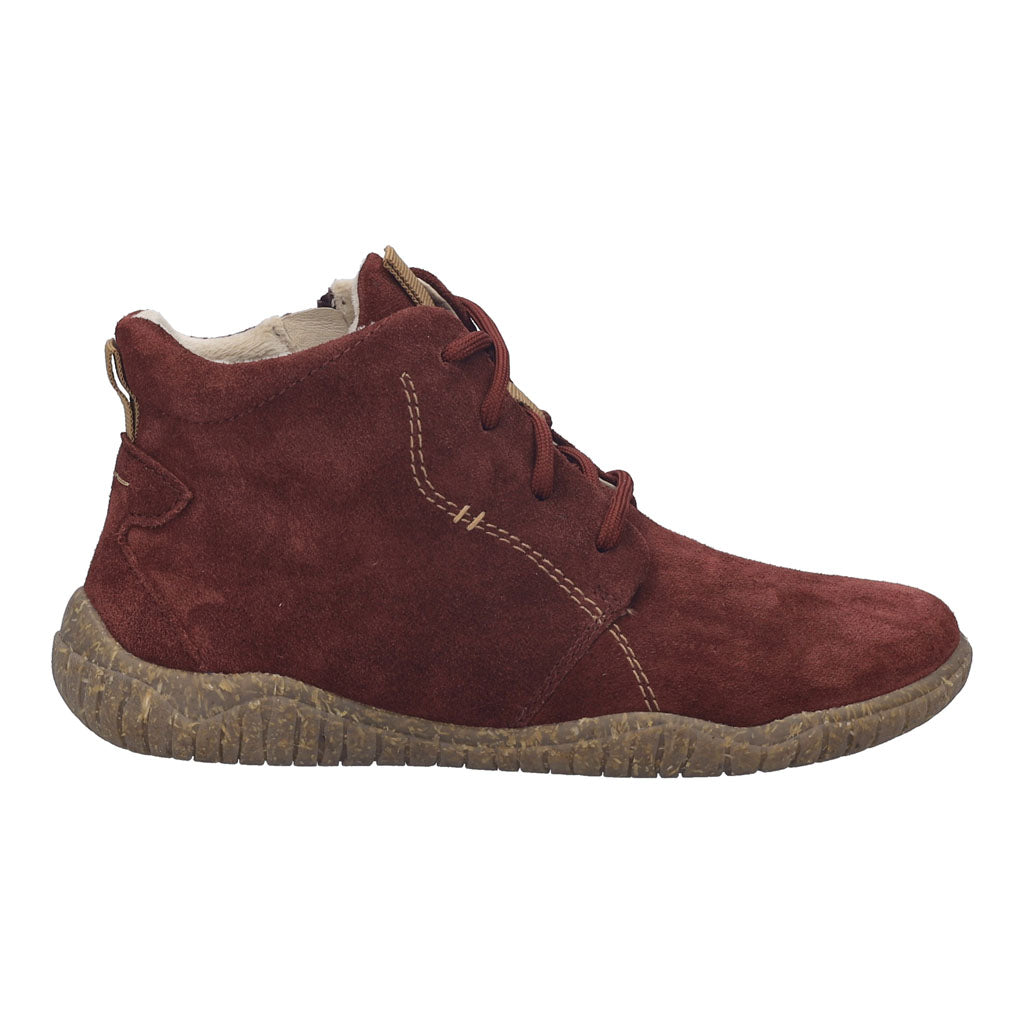Josef Seibel Wynona 05 Ladies Burgundy Leather Lace Up Ankle Boots, side view.