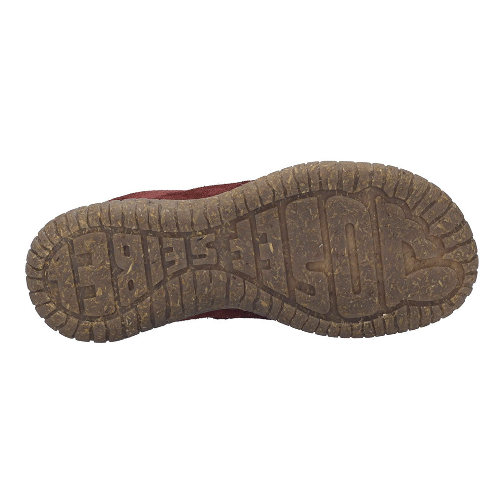 Josef Seibel Wynona 05 Ladies Burgundy Leather Lace Up Ankle Boots, sole and detail view.