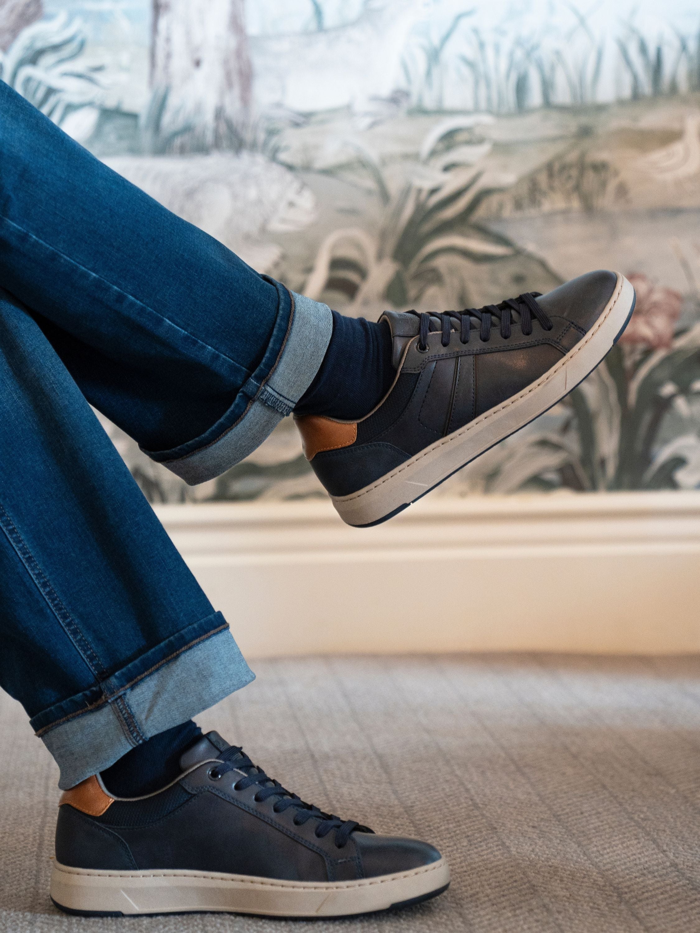 Lazy Dogs BMR003 Phillip Mens Navy Blue Lace Up Trainers, alternate product view 2.