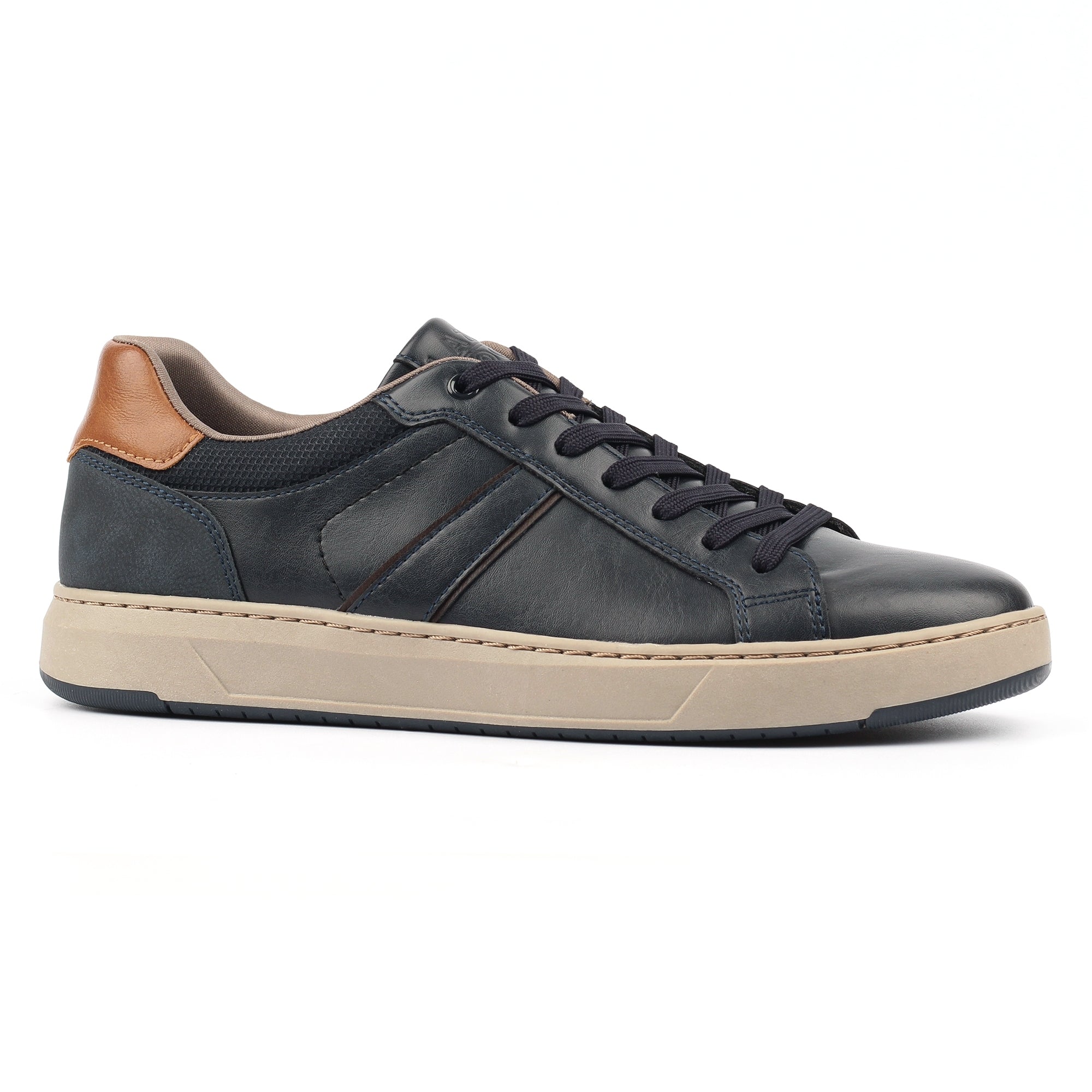 Lazy Dogs BMR003 Phillip Mens Navy Blue Lace Up Trainers, alternate product view 3.