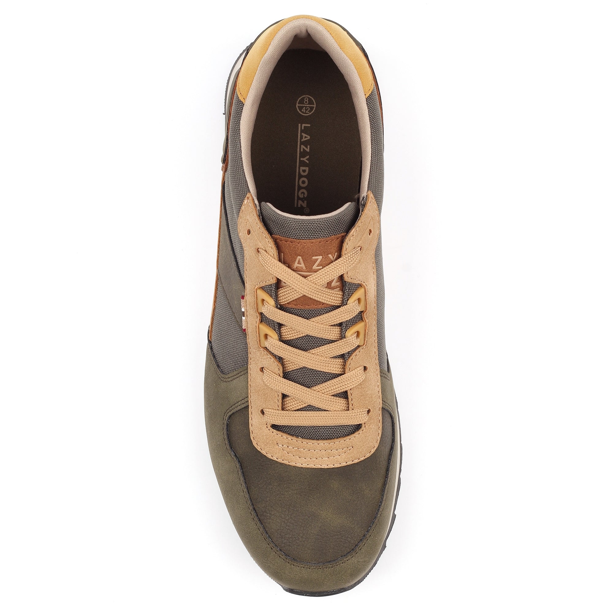 Lazy Dogs BMR006 Tommy Mens Khaki Green Lace Up Trainers, alternate product view 7.