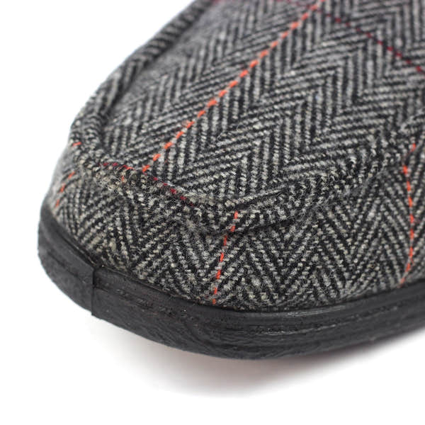 Lazy Dogs KMD103 Eisenhower II Mens Grey Textile Memory Foam Slippers, alternate product view 11.
