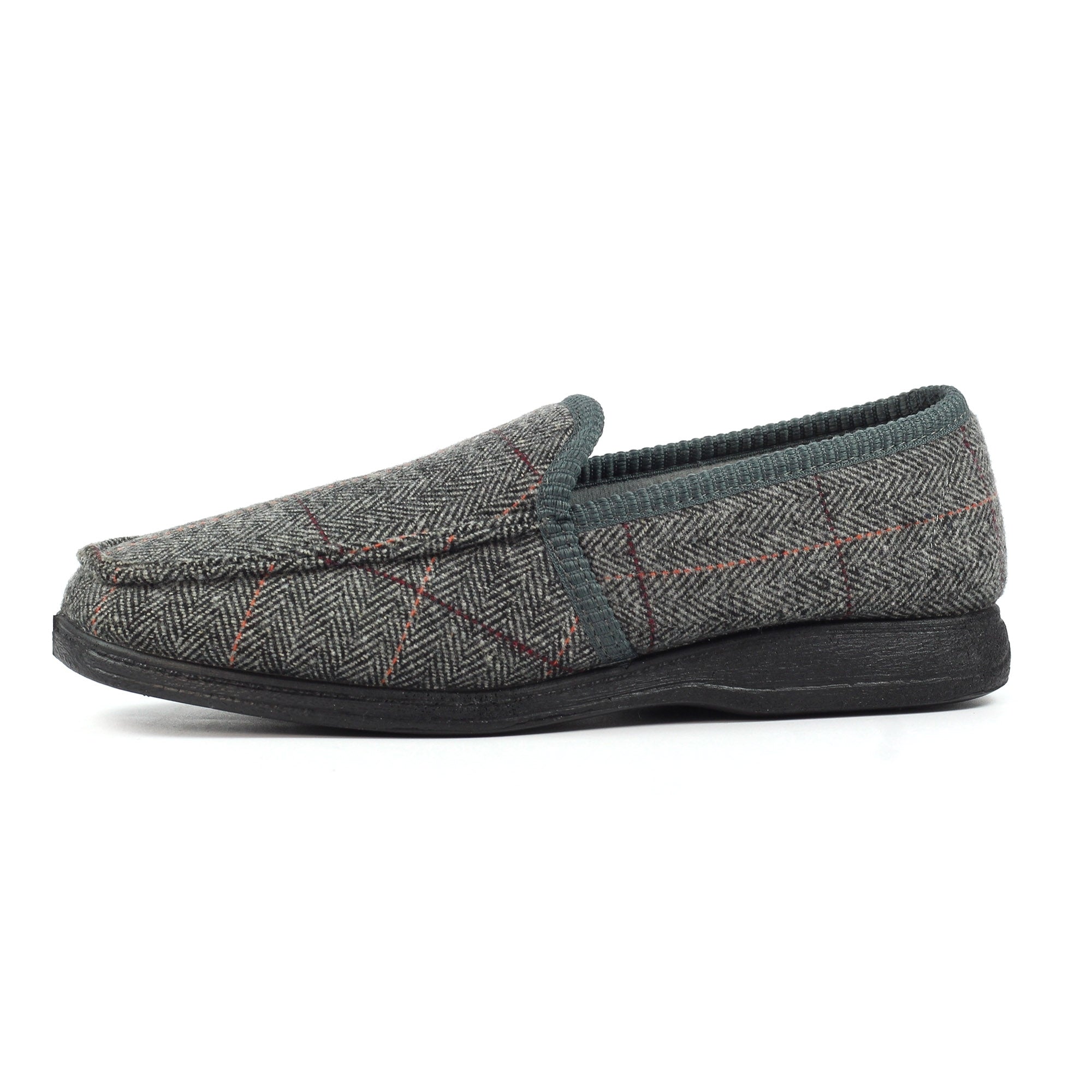 Lazy Dogs KMD103 Eisenhower II Mens Grey Textile Memory Foam Slippers, alternate product view 5.