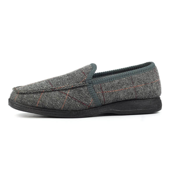 Lazy Dogs KMD103 Eisenhower II Mens Grey Textile Memory Foam Slippers, alternate product view 5.