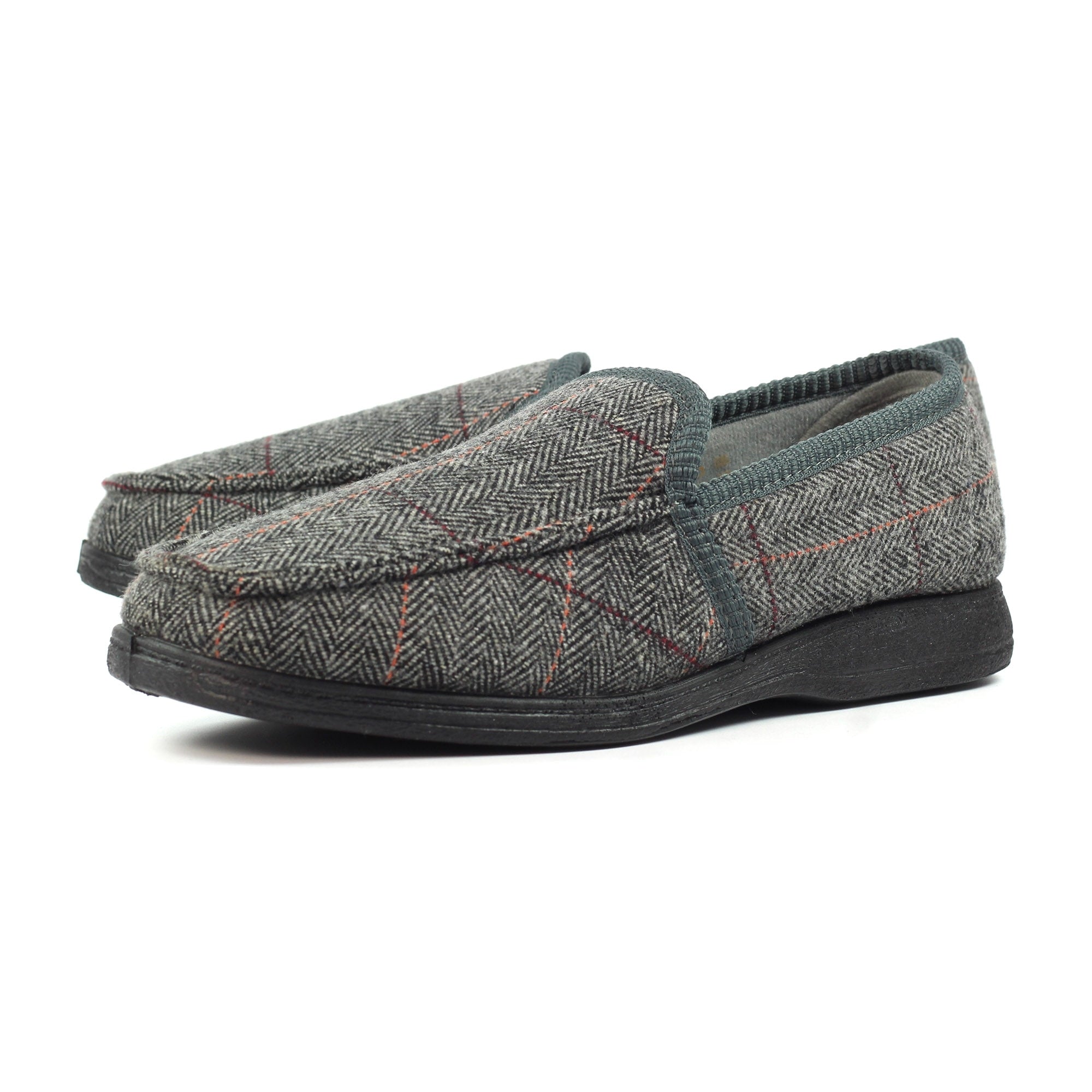 Lazy Dogs KMD103 Eisenhower II Mens Grey Textile Memory Foam Slippers, alternate product view 8.