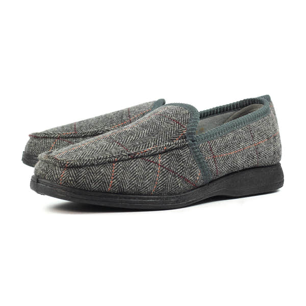 Lazy Dogs KMD103 Eisenhower II Mens Grey Textile Memory Foam Slippers, alternate product view 8.