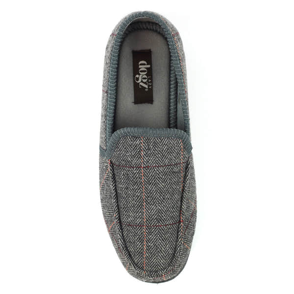 Lazy Dogs KMD103 Eisenhower II Mens Grey Textile Memory Foam Slippers, alternate product view 9.