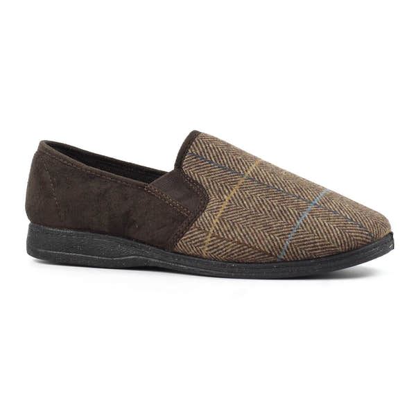 Lazy Dogs KMD106 Harrison II Mens Brown Textile Memory Foam Slippers, alternate product view 3.
