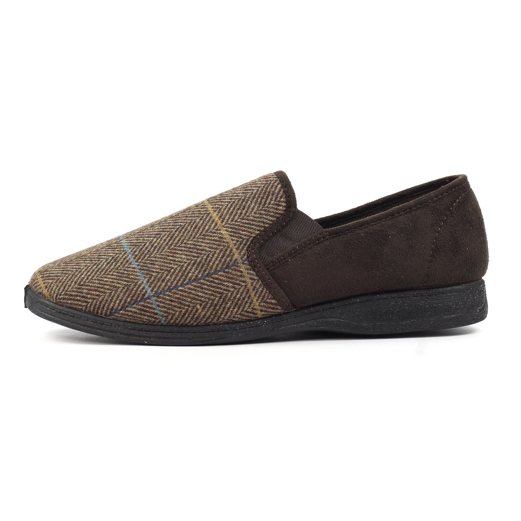 Lazy Dogs KMD106 Harrison II Mens Brown Textile Memory Foam Slippers, alternate product view 4.
