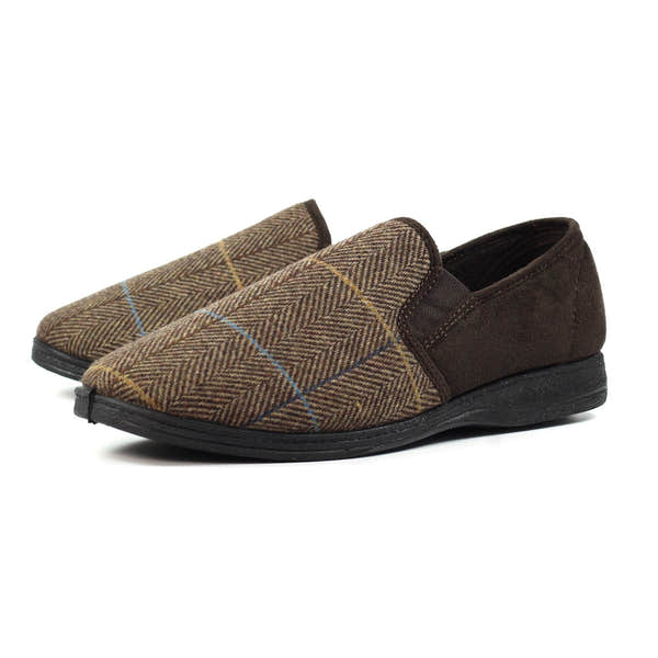 Lazy Dogs KMD106 Harrison II Mens Brown Textile Memory Foam Slippers, alternate product view 7.