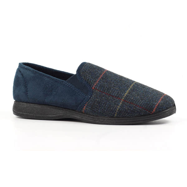 Lazy Dogs KMD106 Harrison II Mens Navy Blue Textile Memory Foam Slippers, alternate product view 4.