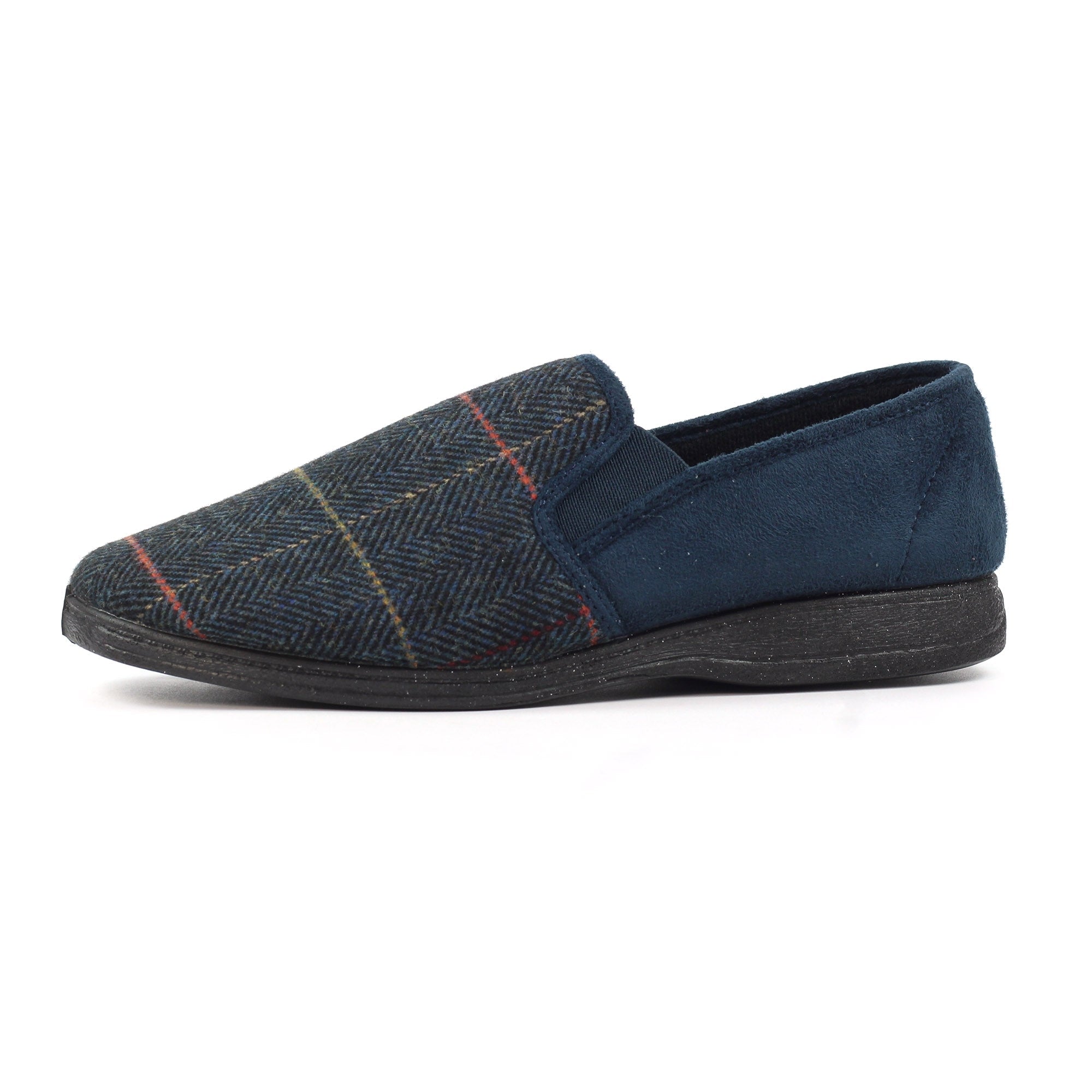 Lazy Dogs KMD106 Harrison II Mens Navy Blue Textile Memory Foam Slippers, alternate product view 5.