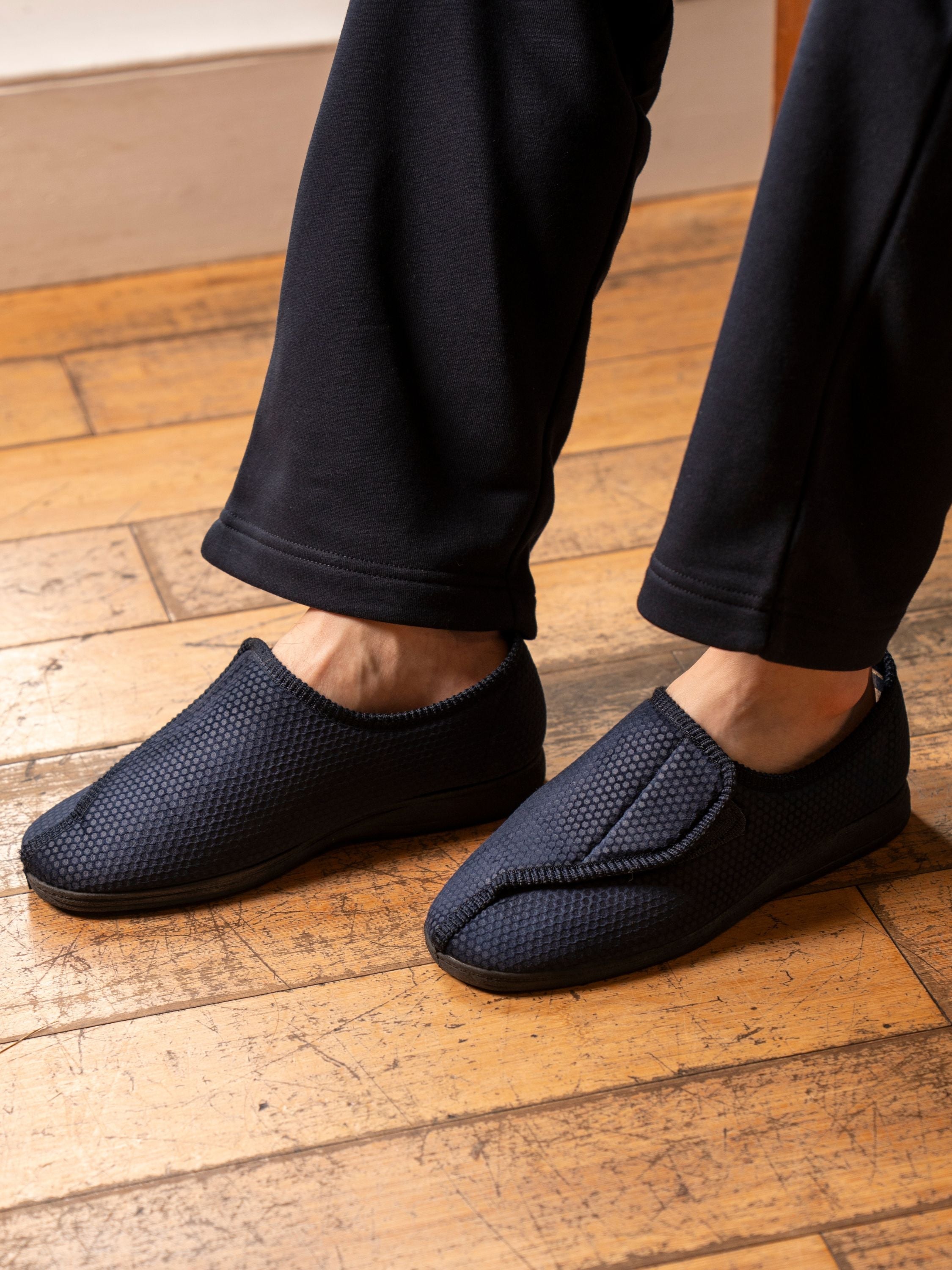 Lazy Dogs KMD108 Columbus III Mens Navy Blue Textile Touch Fastening Slippers, alternate product view 2.