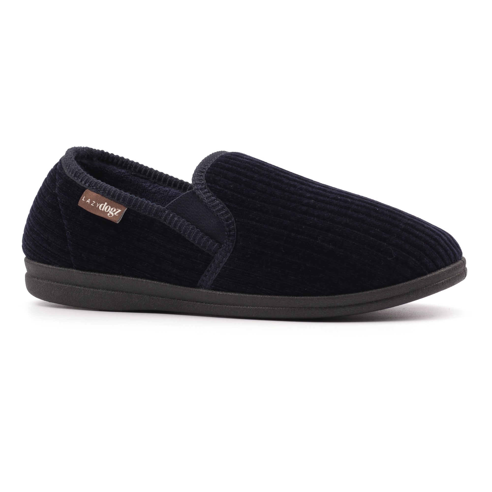 Lazy Dogs KMD121 Ryan Mens Navy Blue Textile Elasticated Mule Slippers, alternate product view 4.