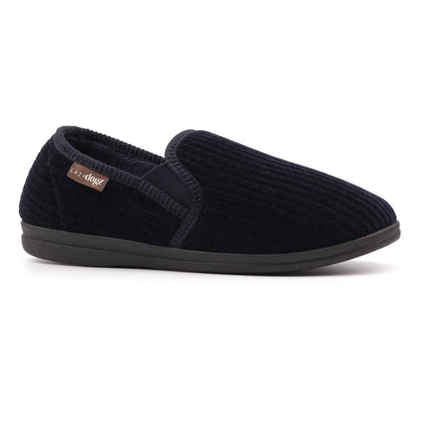 Lazy Dogs KMD121 Ryan Mens Navy Blue Textile Elasticated Mule Slippers, alternate product view 4.
