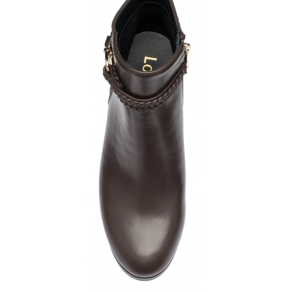 Lotus ULB529 Winona women's brown combi buckle side zip heeled ankle boots, alternate view 4.