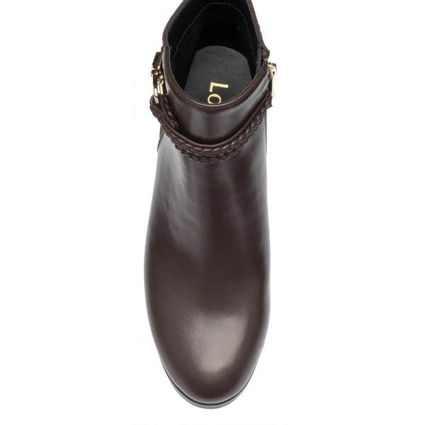 Lotus ULB529 Winona women's brown combi buckle side zip heeled ankle boots, alternate view 4.