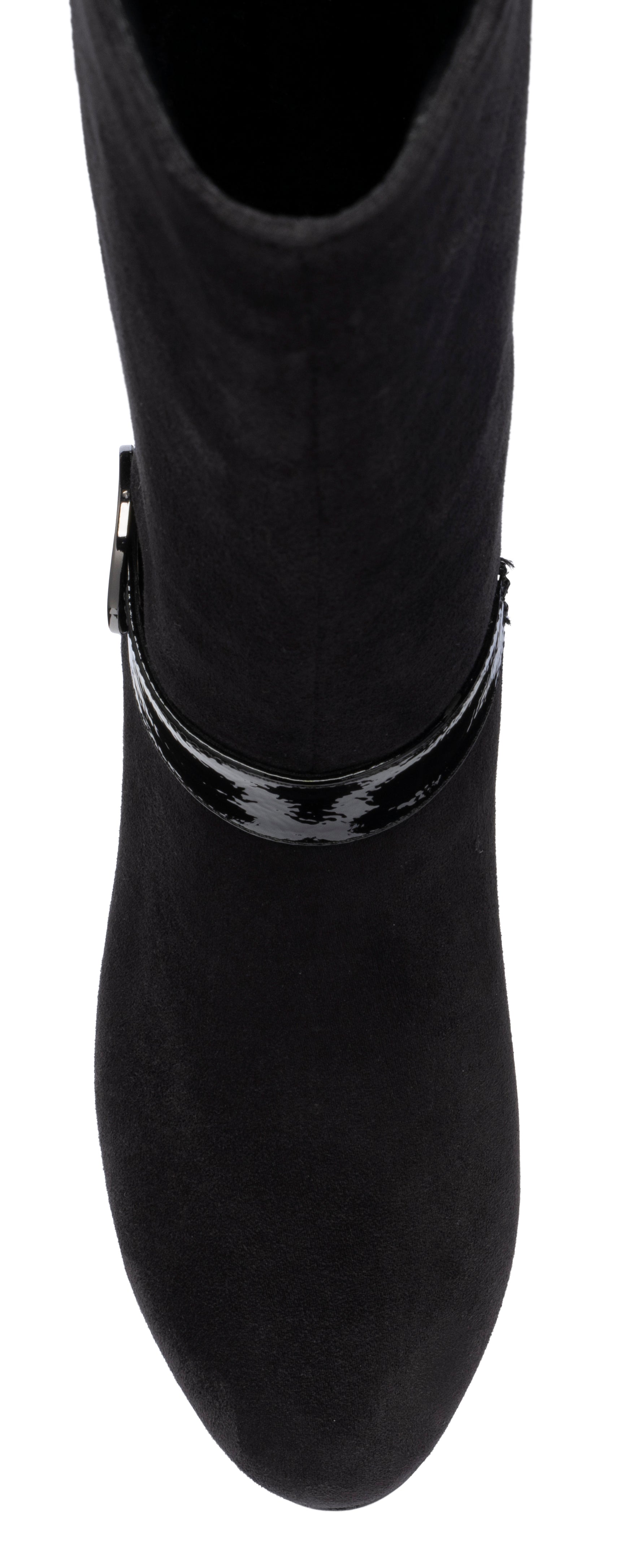 Lotus ULB540 Solia women's black combi side zip heeled knee high boots, toe detail.