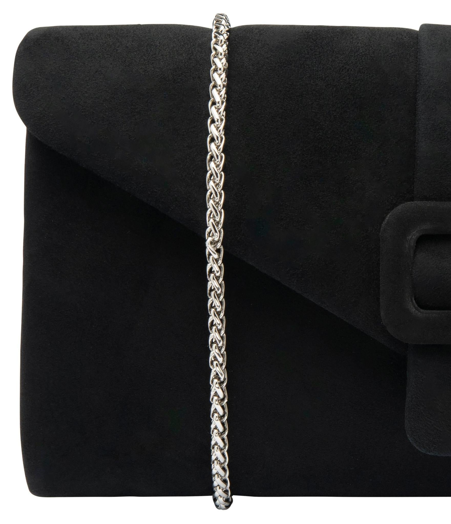 Lotus ULG085 Aletta Black Suede Occasion Clutch Bag, buckle detail.
