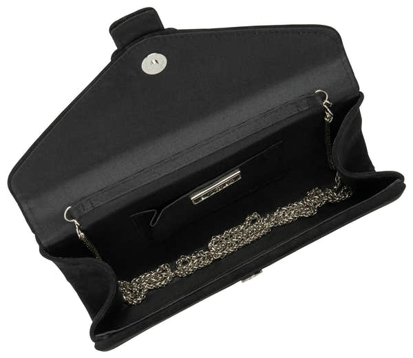 Lotus ULG085 Aletta Black Suede Occasion Clutch Bag, top view.