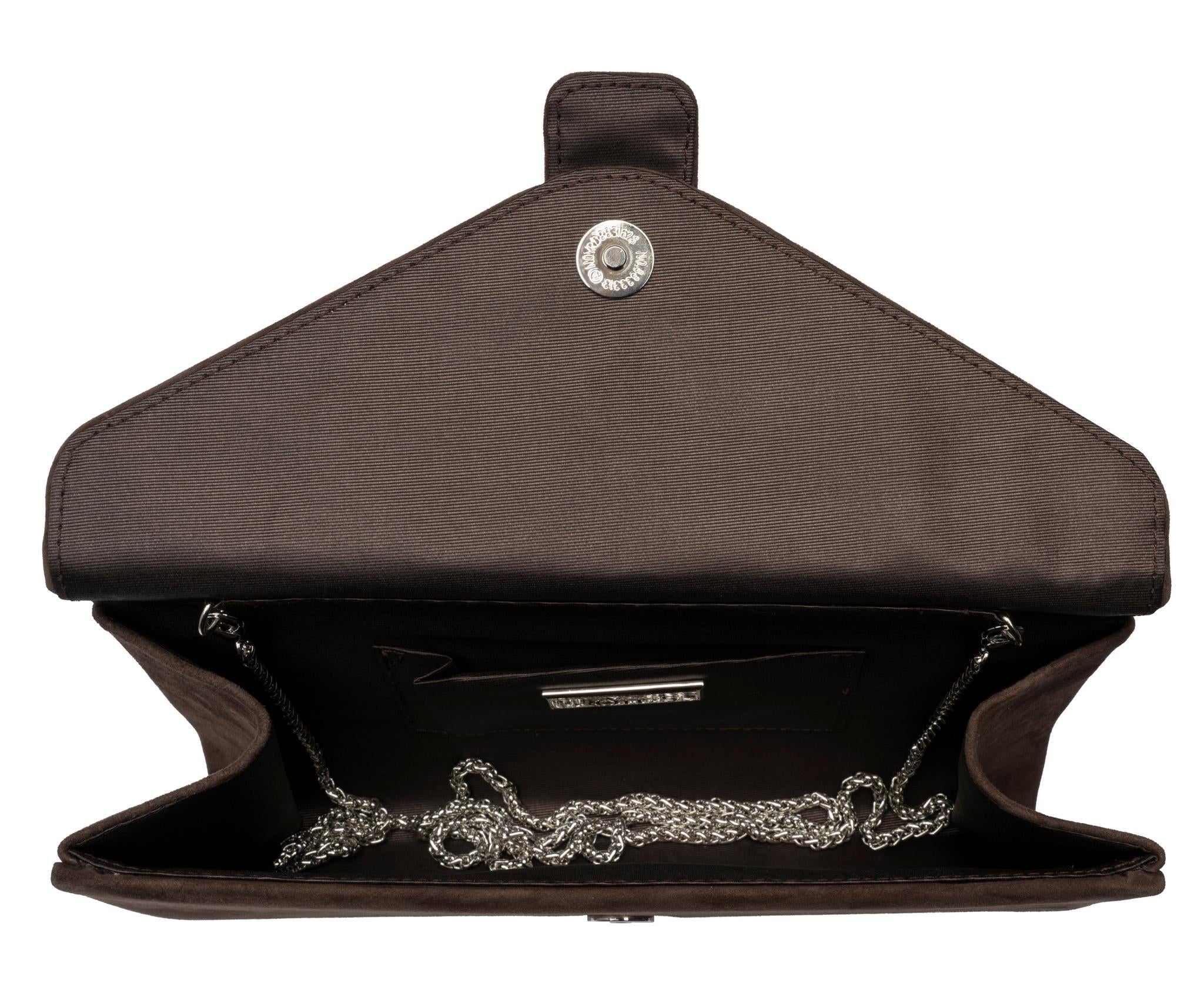 Lotus ULG085 Aletta Brown Suede Occasion Clutch Bag, interior view.