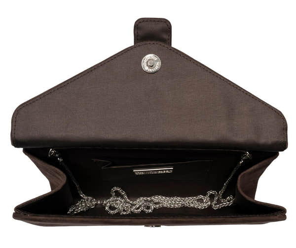 Lotus ULG085 Aletta Brown Suede Occasion Clutch Bag, interior view.