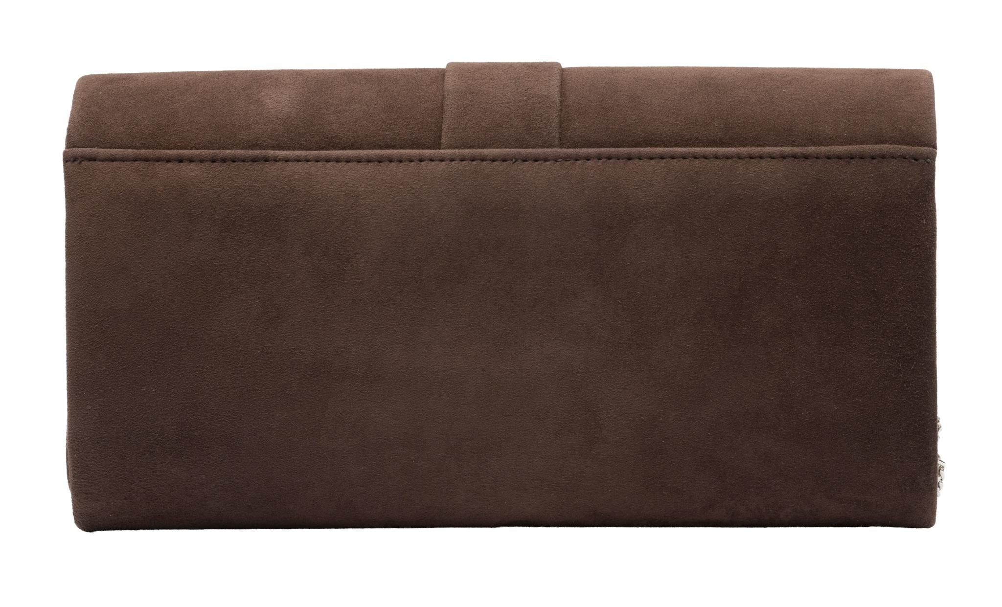 Lotus ULG085 Aletta Brown Suede Occasion Clutch Bag, rear view.