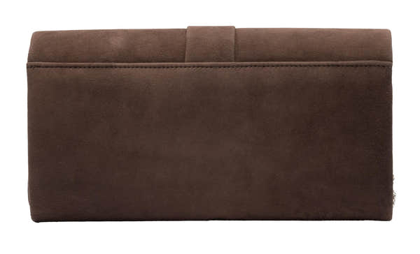 Lotus ULG085 Aletta Brown Suede Occasion Clutch Bag, rear view.