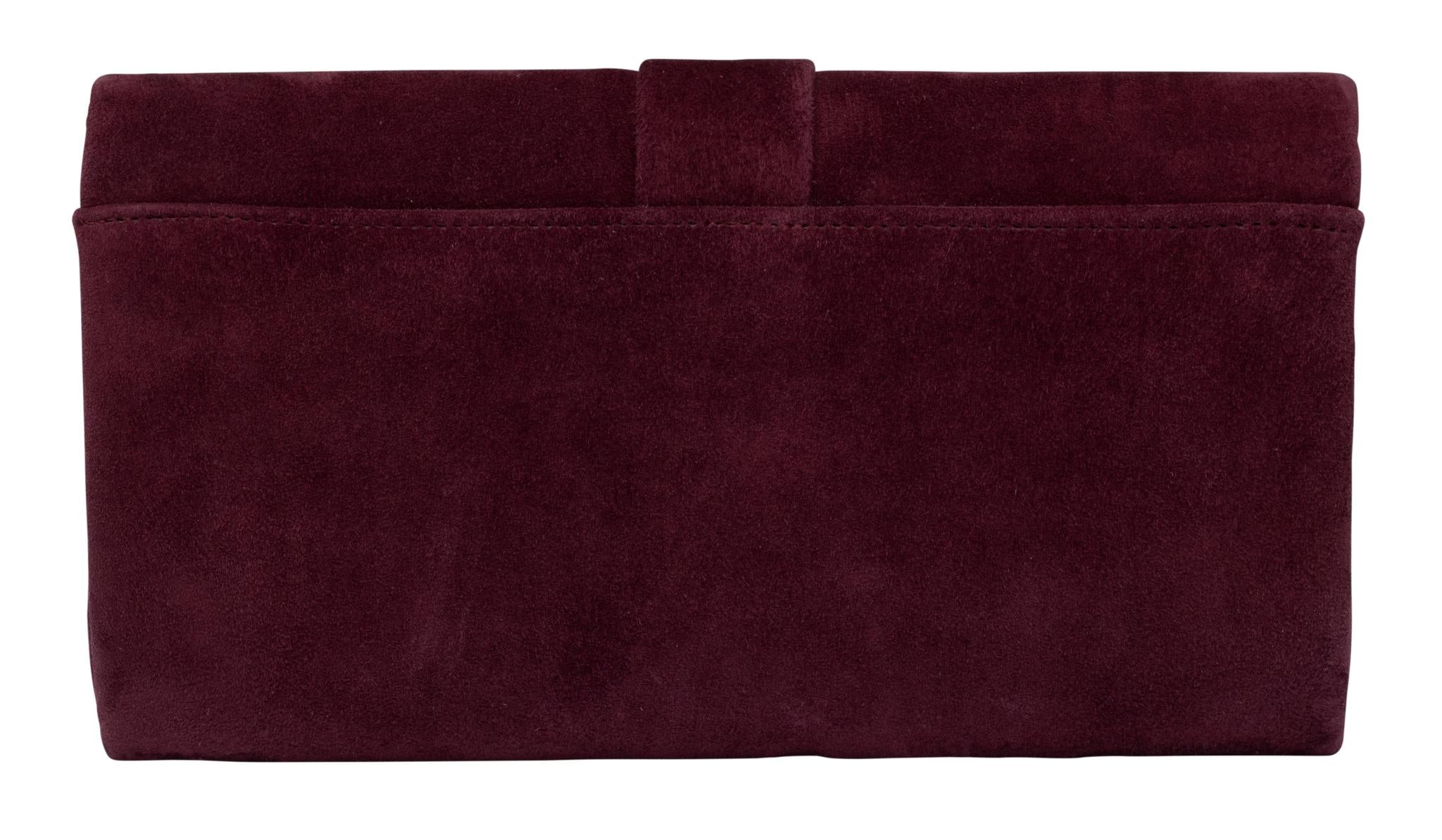Lotus ULG085 Aletta Burgundy Suede Occasion Clutch Bag, rear view.